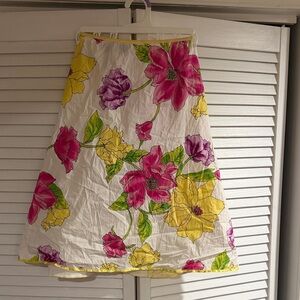 Floral A-Line Skirt - Pink and Yellow